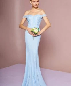 Formal Gowns Elizabeth K - GL2697 Off Shoulder Lace Bodice Mermaid Gown