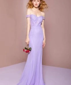 Formal Gowns Elizabeth K - GL2697 Off Shoulder Lace Bodice Mermaid Gown 16 Formal Gowns Elizabeth K - GL2697 Off Shoulder Lace Bodice Mermaid Gown