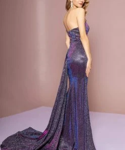 Elizabeth K - GL2703 Glitter Crepe Deep Sweetheart Trumpet Dress Formal Gowns