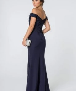 Elizabeth K - GL2708 Embroidered Off-Shoulder Jersey Trumpet Dress 22 Elizabeth K - GL2708 Embroidered Off-Shoulder Jersey Trumpet Dress