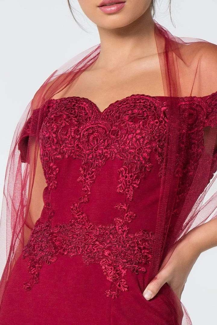 Elizabeth K - GL2708 Embroidered Off-Shoulder Jersey Trumpet Dress 5 Elizabeth K - GL2708 Embroidered Off-Shoulder Jersey Trumpet Dress