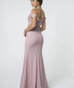 Elizabeth K - GL2708 Embroidered Off-Shoulder Jersey Trumpet Dress 19 Elizabeth K - GL2708 Embroidered Off-Shoulder Jersey Trumpet Dress