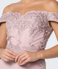 Elizabeth K - GL2708 Embroidered Off-Shoulder Jersey Trumpet Dress 20 Elizabeth K - GL2708 Embroidered Off-Shoulder Jersey Trumpet Dress