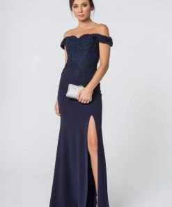 Elizabeth K - GL2708 Embroidered Off-Shoulder Jersey Trumpet Dress 23 Elizabeth K - GL2708 Embroidered Off-Shoulder Jersey Trumpet Dress