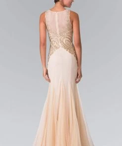 Elizabeth K - Gold Embroidered Tulle Trumpet Gown GL2283 Formal Gowns 17 Elizabeth K - Gold Embroidered Tulle Trumpet Gown GL2283 Formal Gowns