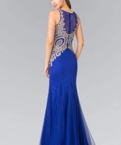 Elizabeth K - Gold Embroidered Tulle Trumpet Gown GL2283 Formal Gowns 11 Elizabeth K - Gold Embroidered Tulle Trumpet Gown GL2283 Formal Gowns