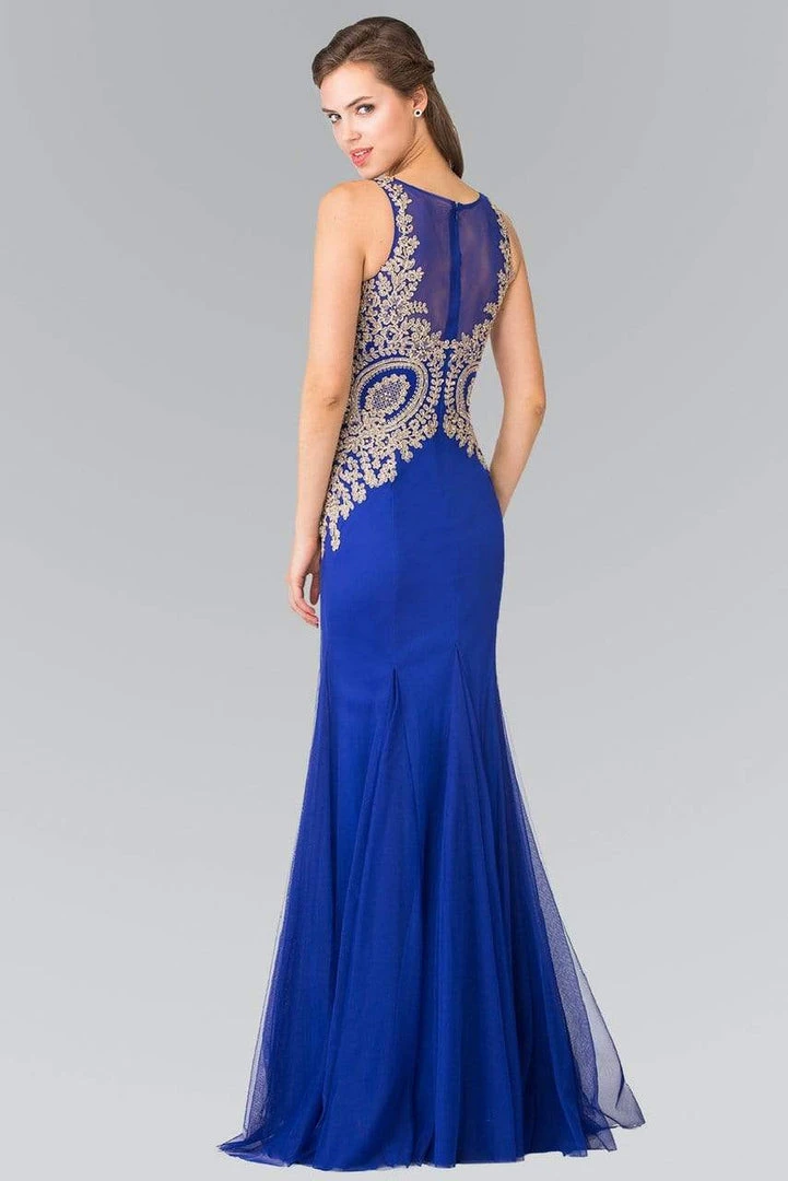 Elizabeth K - Gold Embroidered Tulle Trumpet Gown GL2283 Formal Gowns 4 Elizabeth K - Gold Embroidered Tulle Trumpet Gown GL2283 Formal Gowns