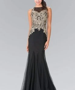 Elizabeth K - Gold Embroidered Tulle Trumpet Gown GL2283 Formal Gowns 14 Elizabeth K - Gold Embroidered Tulle Trumpet Gown GL2283 Formal Gowns