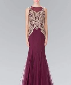 Elizabeth K - Gold Embroidered Tulle Trumpet Gown GL2283 Formal Gowns 12 Elizabeth K - Gold Embroidered Tulle Trumpet Gown GL2283 Formal Gowns