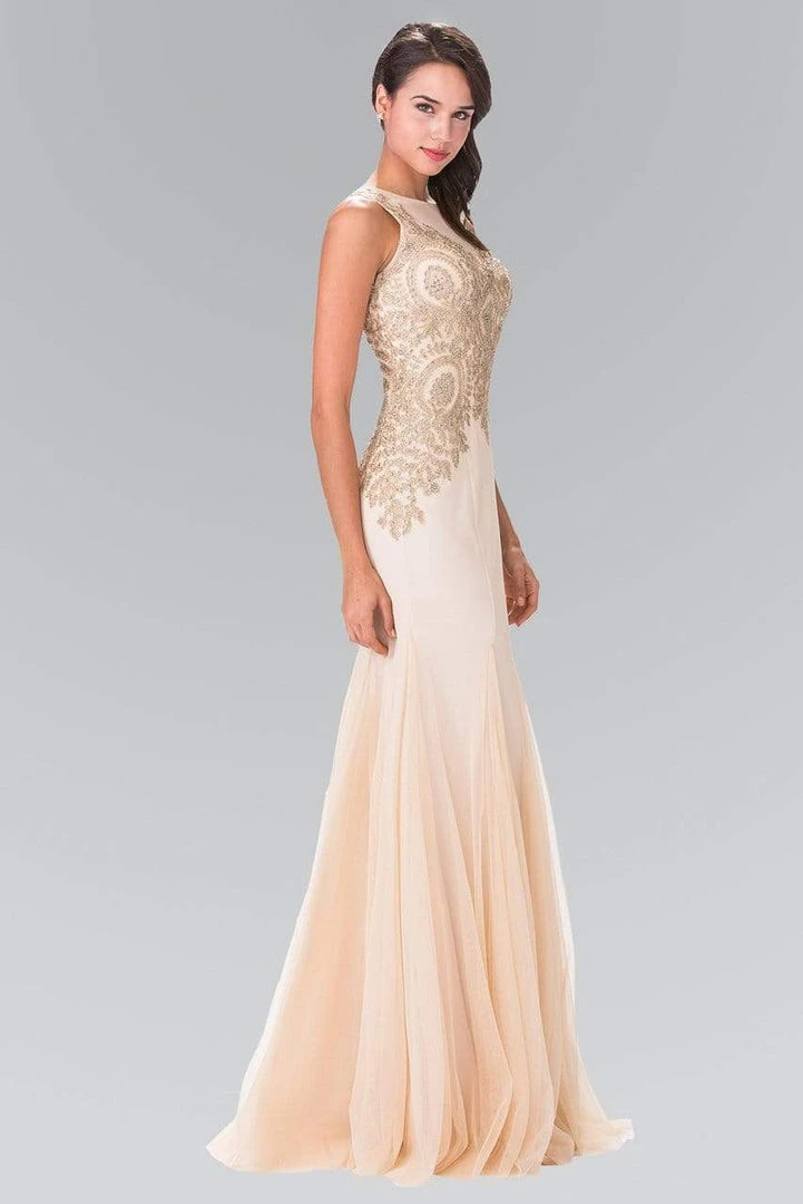 Elizabeth K - Gold Embroidered Tulle Trumpet Gown GL2283 Formal Gowns 9 Elizabeth K - Gold Embroidered Tulle Trumpet Gown GL2283 Formal Gowns