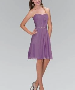 Cocktail Dresses Elizabeth K - GS1079 Jewel Embellished Pleated Sweetheart Dress