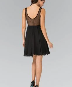 Elizabeth K - GS1433 Bead And Sequin Embellished Bodice Short Dress 5 Elizabeth K - GS1433 Bead And Sequin Embellished Bodice Short Dress