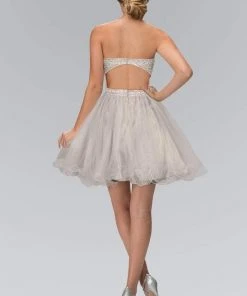 Elizabeth K - GS1458 Beaded Strapless Cocktail Dress