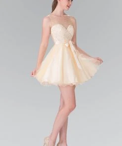 Elizabeth K - GS1459 Illusion Sweetheart Tulle Dress