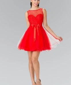 Elizabeth K - GS1459 Illusion Sweetheart Tulle Dress