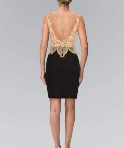 Elizabeth K - GS1463 V-Neck Embellished Sheath Cocktail Dress Cocktail Dresses 5 Elizabeth K - GS1463 V-Neck Embellished Sheath Cocktail Dress Cocktail Dresses