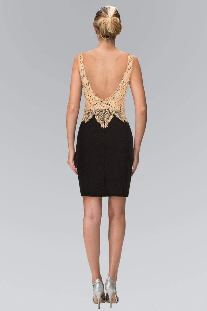 Elizabeth K - GS1463 V-Neck Embellished Sheath Cocktail Dress Cocktail Dresses 4 Elizabeth K - GS1463 V-Neck Embellished Sheath Cocktail Dress Cocktail Dresses