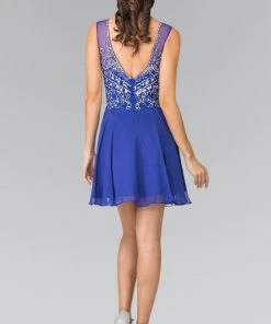 Elizabeth K - GS1467 Sleeveless V-Neck Cocktail Dress Cocktail Dresses