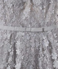 Elizabeth K - GS1604 Dimensional Floral Appliqued Lace Cocktail Dress Cocktail Dresses