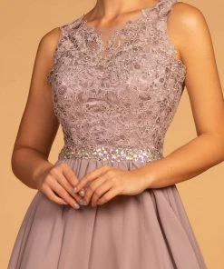 Cocktail Dresses Elizabeth K - GS1623 Jeweled Lace Chiffon A-line Dress