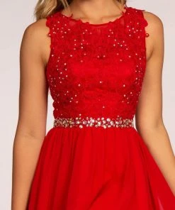 Cocktail Dresses Elizabeth K - GS1623 Jeweled Lace Chiffon A-line Dress