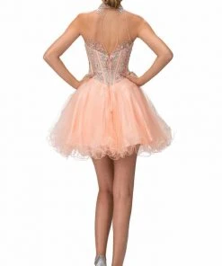 Cocktail Dresses Elizabeth K - GS2029 Embellished High Neck Cocktail Dress 6 Cocktail Dresses Elizabeth K - GS2029 Embellished High Neck Cocktail Dress