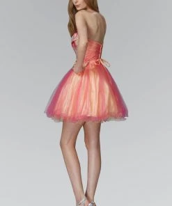 Elizabeth K - GS2035 Embellished Strapless Sweetheart Short Dress Cocktail Dresses