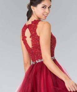 Elizabeth K - GS2375 Lace Illusion A-Line Tulle Short Dress Cocktail Dresses 24 Elizabeth K - GS2375 Lace Illusion A-Line Tulle Short Dress Cocktail Dresses