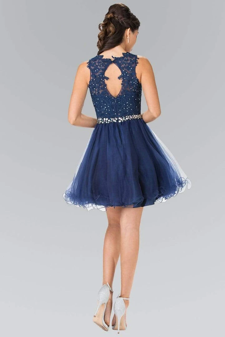 Elizabeth K - GS2375 Lace Illusion A-Line Tulle Short Dress Cocktail Dresses 14 Elizabeth K - GS2375 Lace Illusion A-Line Tulle Short Dress Cocktail Dresses