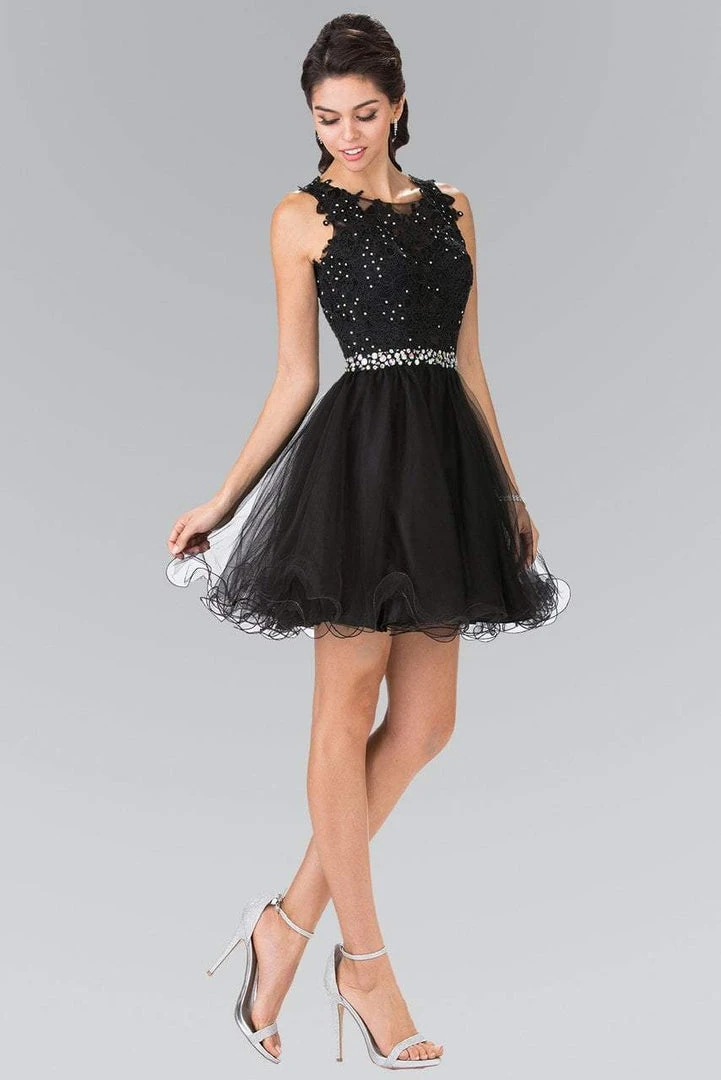Elizabeth K - GS2375 Lace Illusion A-Line Tulle Short Dress Cocktail Dresses 3 Elizabeth K - GS2375 Lace Illusion A-Line Tulle Short Dress Cocktail Dresses