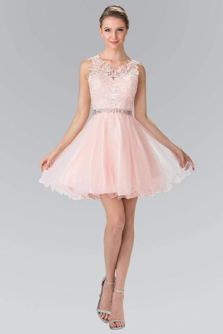 Elizabeth K - GS2375 Lace Illusion A-Line Tulle Short Dress Cocktail Dresses 6 Elizabeth K - GS2375 Lace Illusion A-Line Tulle Short Dress Cocktail Dresses