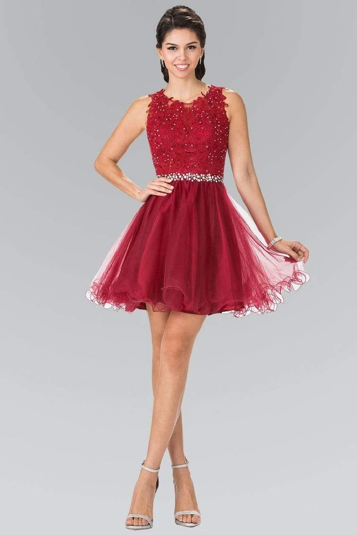 Elizabeth K - GS2375 Lace Illusion A-Line Tulle Short Dress Cocktail Dresses 8 Elizabeth K - GS2375 Lace Illusion A-Line Tulle Short Dress Cocktail Dresses