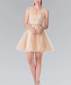 Elizabeth K - GS2375 Lace Illusion A-Line Tulle Short Dress Cocktail Dresses 25 Elizabeth K - GS2375 Lace Illusion A-Line Tulle Short Dress Cocktail Dresses