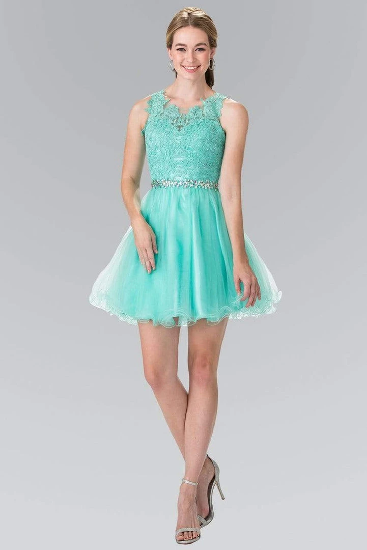 Elizabeth K - GS2375 Lace Illusion A-Line Tulle Short Dress Cocktail Dresses 12 Elizabeth K - GS2375 Lace Illusion A-Line Tulle Short Dress Cocktail Dresses