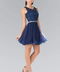 Elizabeth K - GS2375 Lace Illusion A-Line Tulle Short Dress Cocktail Dresses 20 Elizabeth K - GS2375 Lace Illusion A-Line Tulle Short Dress Cocktail Dresses