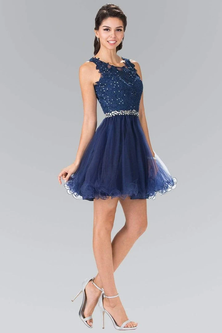 Elizabeth K - GS2375 Lace Illusion A-Line Tulle Short Dress Cocktail Dresses 5 Elizabeth K - GS2375 Lace Illusion A-Line Tulle Short Dress Cocktail Dresses
