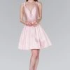 Cocktail Dresses Elizabeth K - GS2384 Plunging V-Neck Bejeweled Mikado Dress