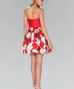 Elizabeth K - GS2385 Mikado Sweetheart Floral Print A-line Dress Cocktail Dresses 6 Elizabeth K - GS2385 Mikado Sweetheart Floral Print A-line Dress Cocktail Dresses