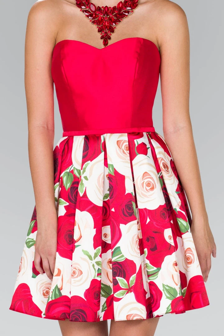 Elizabeth K - GS2385 Mikado Sweetheart Floral Print A-line Dress Cocktail Dresses 5 Elizabeth K - GS2385 Mikado Sweetheart Floral Print A-line Dress Cocktail Dresses