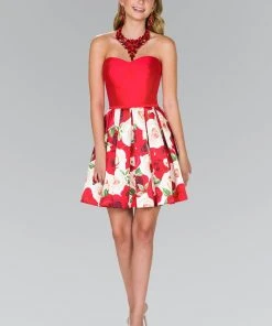 Elizabeth K - GS2385 Mikado Sweetheart Floral Print A-line Dress Cocktail Dresses