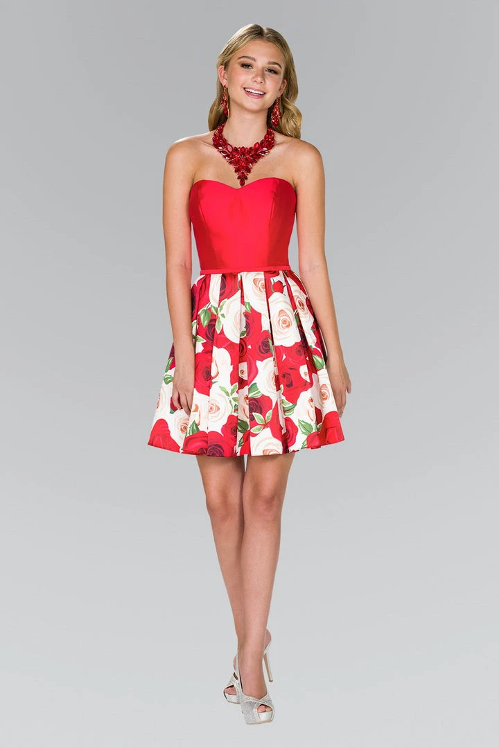 Elizabeth K - GS2385 Mikado Sweetheart Floral Print A-line Dress Cocktail Dresses 3 Elizabeth K - GS2385 Mikado Sweetheart Floral Print A-line Dress Cocktail Dresses