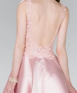 Elizabeth K - GS2387 Appliqued Illusion Bodice Mikado Dress Cocktail Dresses 17 Elizabeth K - GS2387 Appliqued Illusion Bodice Mikado Dress Cocktail Dresses