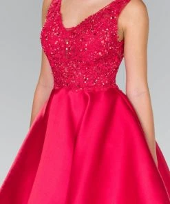 Elizabeth K - GS2387 Appliqued Illusion Bodice Mikado Dress Cocktail Dresses 24 Elizabeth K - GS2387 Appliqued Illusion Bodice Mikado Dress Cocktail Dresses