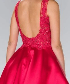 Elizabeth K - GS2387 Appliqued Illusion Bodice Mikado Dress Cocktail Dresses 25 Elizabeth K - GS2387 Appliqued Illusion Bodice Mikado Dress Cocktail Dresses