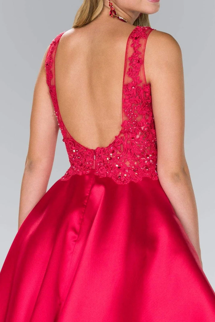 Elizabeth K - GS2387 Appliqued Illusion Bodice Mikado Dress Cocktail Dresses 14 Elizabeth K - GS2387 Appliqued Illusion Bodice Mikado Dress Cocktail Dresses