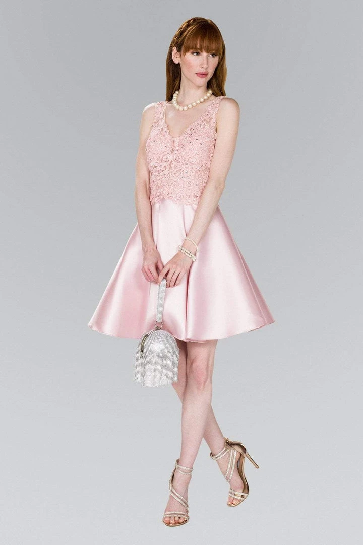 Elizabeth K - GS2387 Appliqued Illusion Bodice Mikado Dress Cocktail Dresses 3 Elizabeth K - GS2387 Appliqued Illusion Bodice Mikado Dress Cocktail Dresses