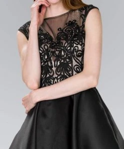 Cocktail Dresses Elizabeth K - GS2388 Embroidered Illusion Bateau Tulle A-line Dress