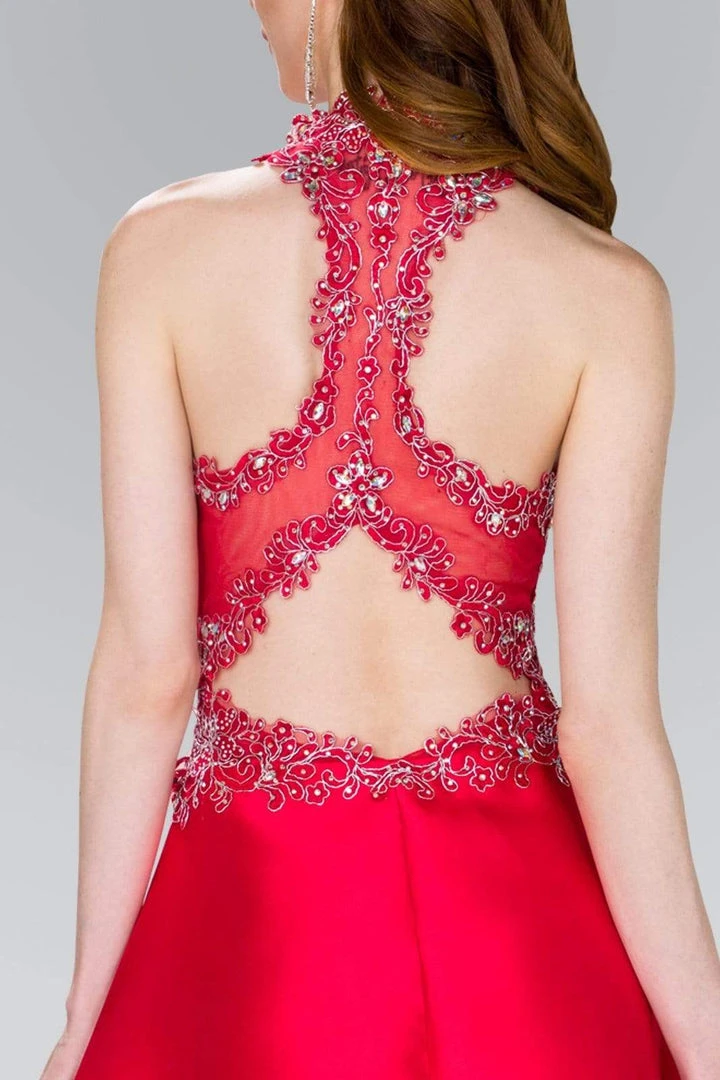 Elizabeth K - GS2390 Embellished Lace High Halter Mikado A-line Dress 6 Elizabeth K - GS2390 Embellished Lace High Halter Mikado A-line Dress