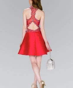 Elizabeth K - GS2390 Embellished Lace High Halter Mikado A-line Dress 7 Elizabeth K - GS2390 Embellished Lace High Halter Mikado A-line Dress