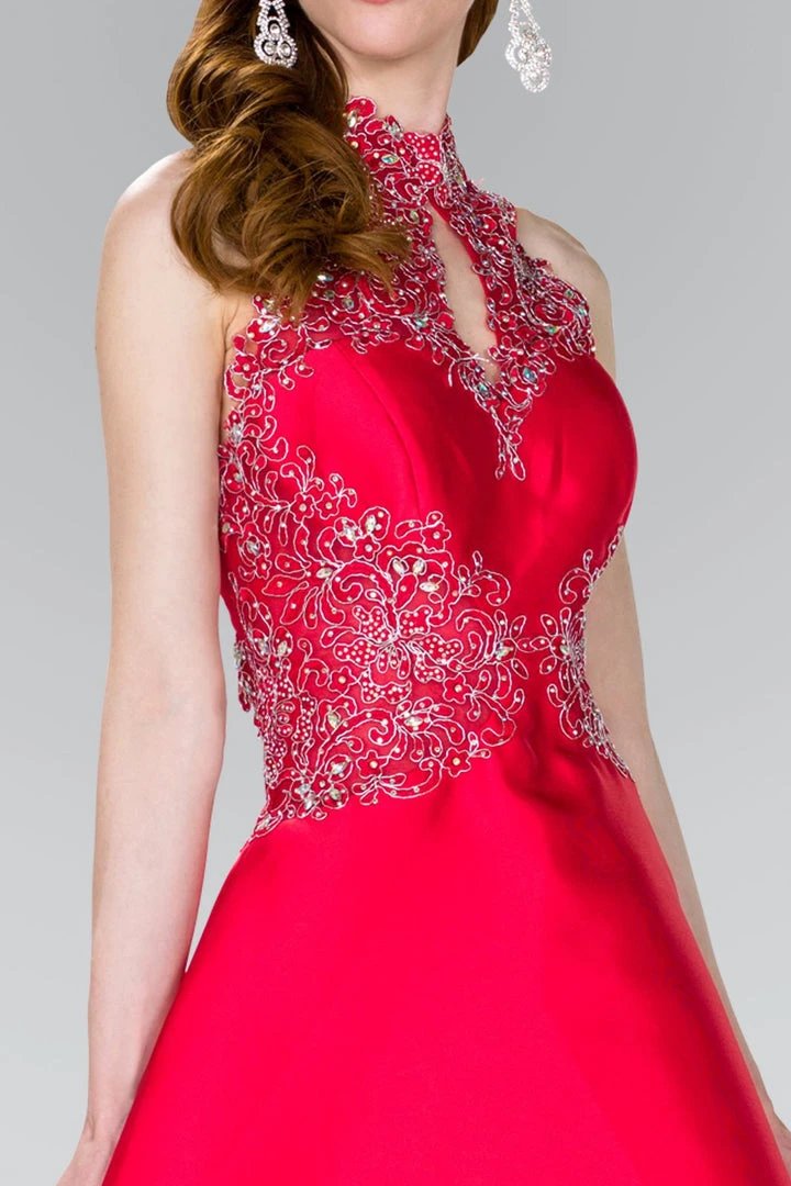 Elizabeth K - GS2390 Embellished Lace High Halter Mikado A-line Dress 5 Elizabeth K - GS2390 Embellished Lace High Halter Mikado A-line Dress